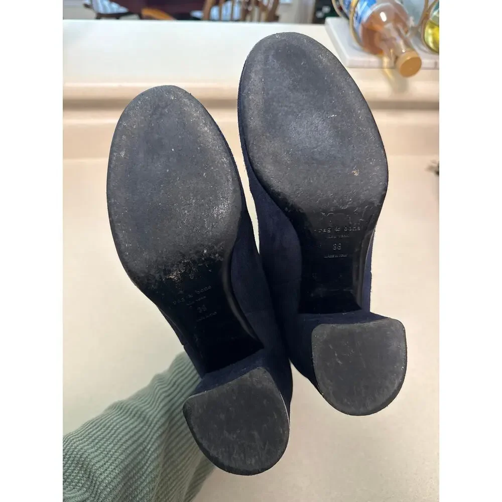Rag & Bone Drea Navy Corduroy Block Heel Ankle Booties Indie Sleeze Size 8